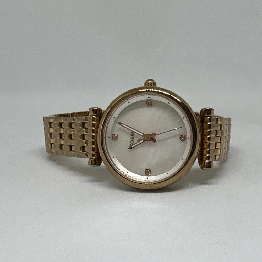 Fossil Carlie ES4429 Womens Gold Stainless Steel Analog Dial Quartz Watch HME729